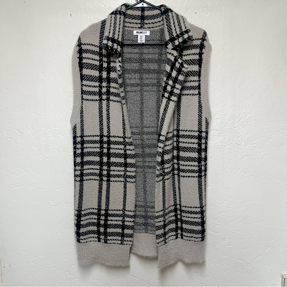 William Rast Knit Sweater Vest Size Medium Sleeveless Cardigan Plaid